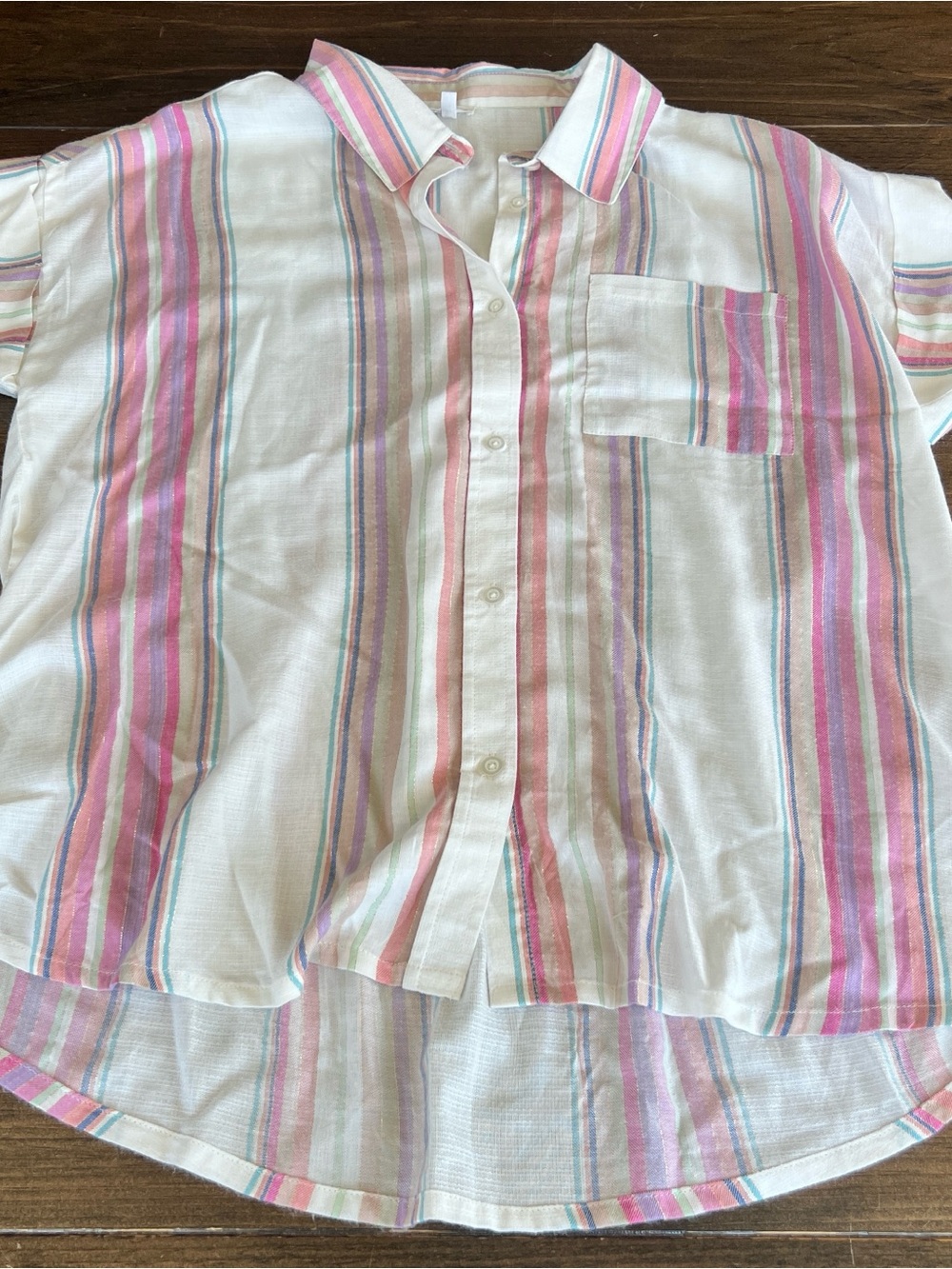 En Crème Women’s Striped Button Down Top-size small